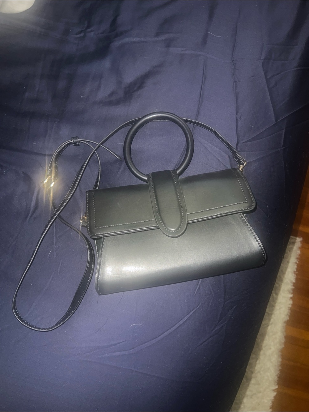 Black Ring-Handle Crossbody Bag